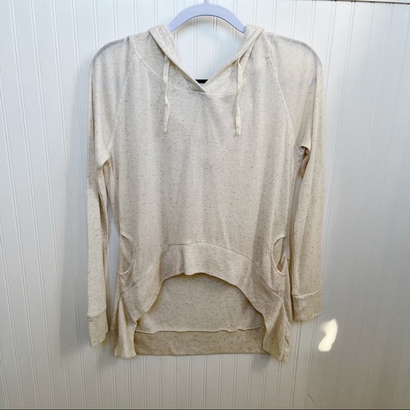 Silent Theory Australia Cream Lightweight & Semi Sheer High-Low Hem Hoodie Sz 12 - Picture 1 of 5